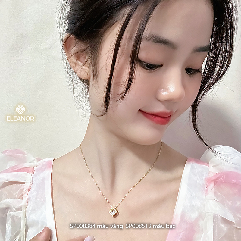 Ảnh Dây chuyền nữ titan Eleanor Accessories thiết kế hình vuông đính đá phụ kiện trang sức vòng cổ 8384 3