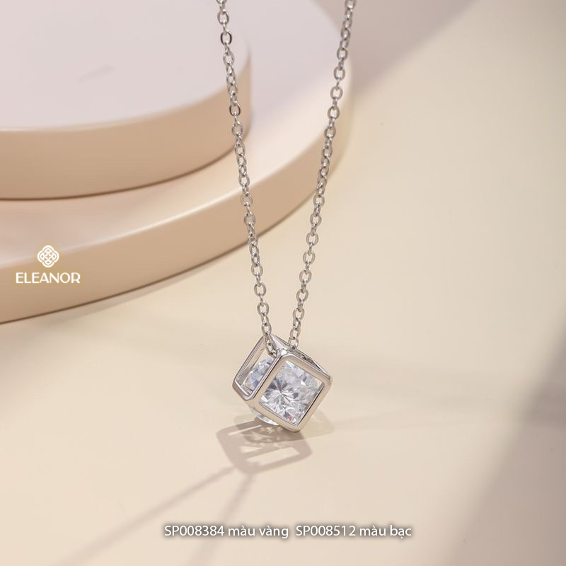 Dây chuyền nữ titan Eleanor Accessories thiết kế hình vuông đính đá phụ kiện trang sức vòng cổ 8384