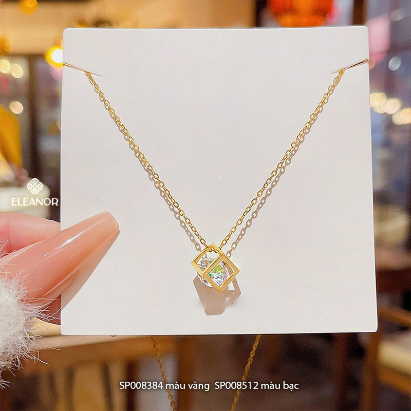 Ảnh Dây chuyền nữ titan Eleanor Accessories thiết kế hình vuông đính đá phụ kiện trang sức vòng cổ 8384 2