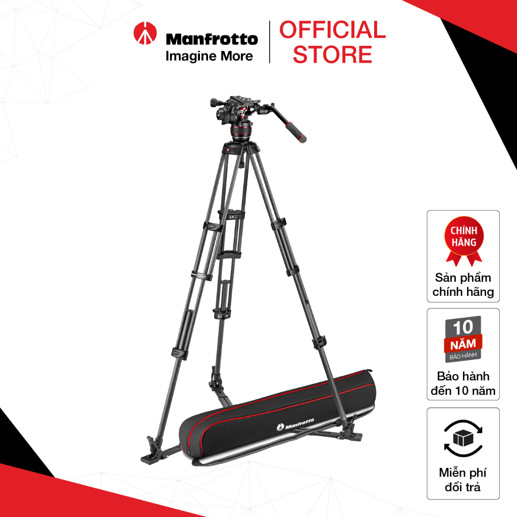 Trépieds Manfrotto Nitrotech 612 + Twin-leg Carbone Entretoise Sol Fluide