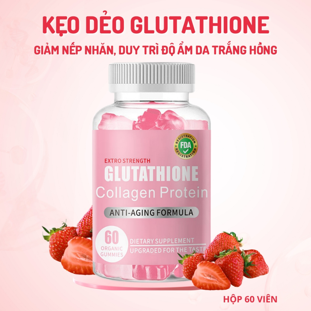 Kẹo dẻo Glutathione Collagen chống lão hóa, làm trắng da, sáng da, bổ sung  vitamin