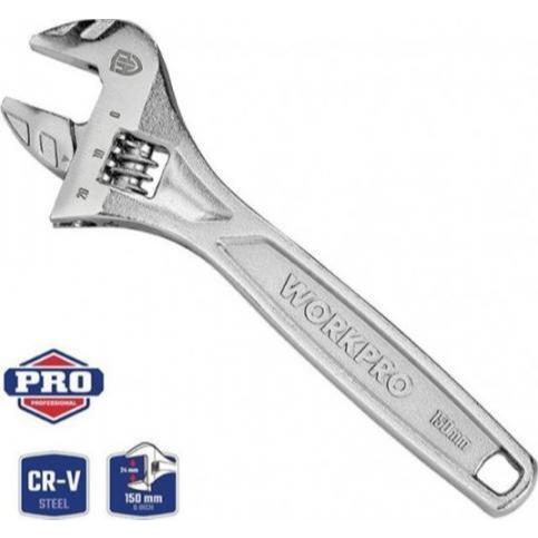 Mỏ lết/cờ lê dòng HEAVY DUTY có điều chỉnh thép CrV WORKPRO kích thước 150-200-250-300mm độ mở ngàm tối đa 24-30-35-40mm