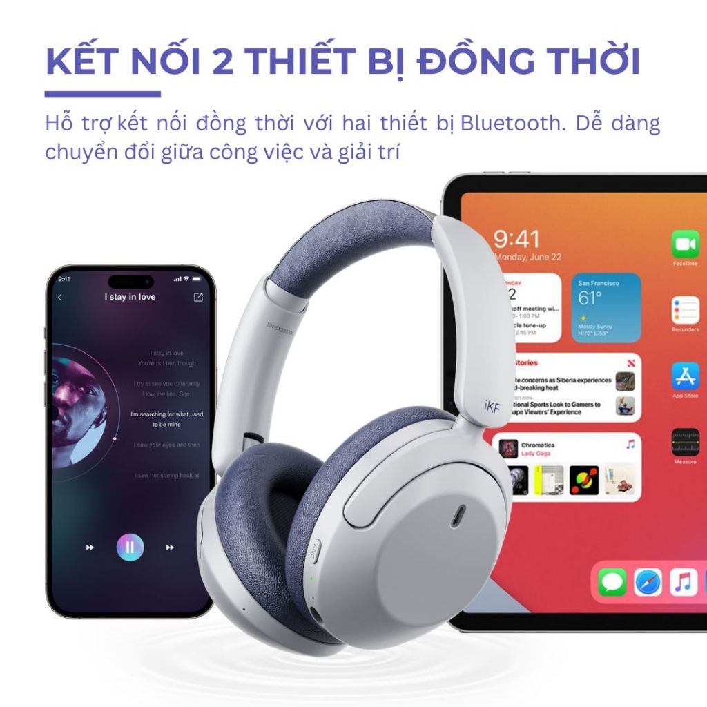 Tai nghe Bluetooth iKF T3, Chống ồn chủ động đỉnh cao, Bass mạnh, Đeo cực êm ái - Bảo hành 12 tháng | BigBuy360 - bigbuy360.vn