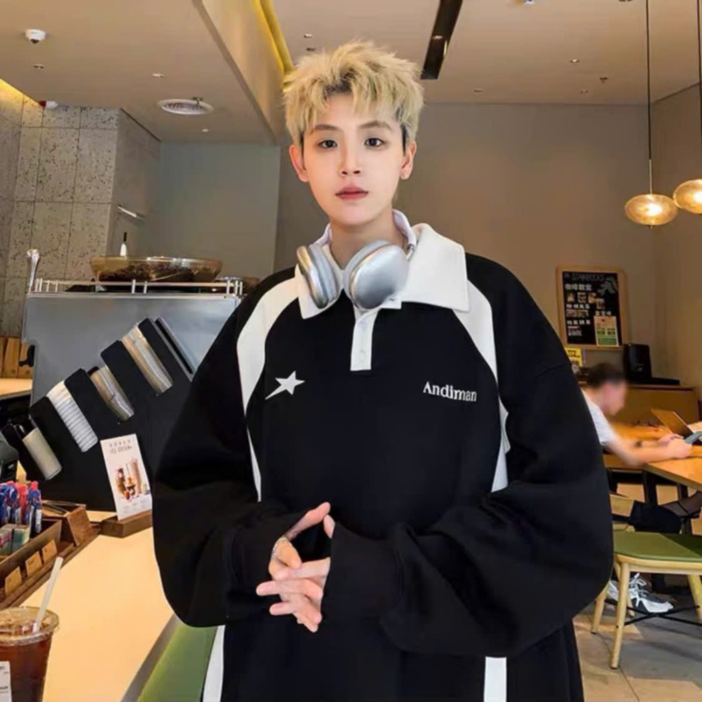 Áo SWEATER POLO ANDIMAN NAD Unisex chất cotton tổ ong Dáng Rộng Nam Nữ ...