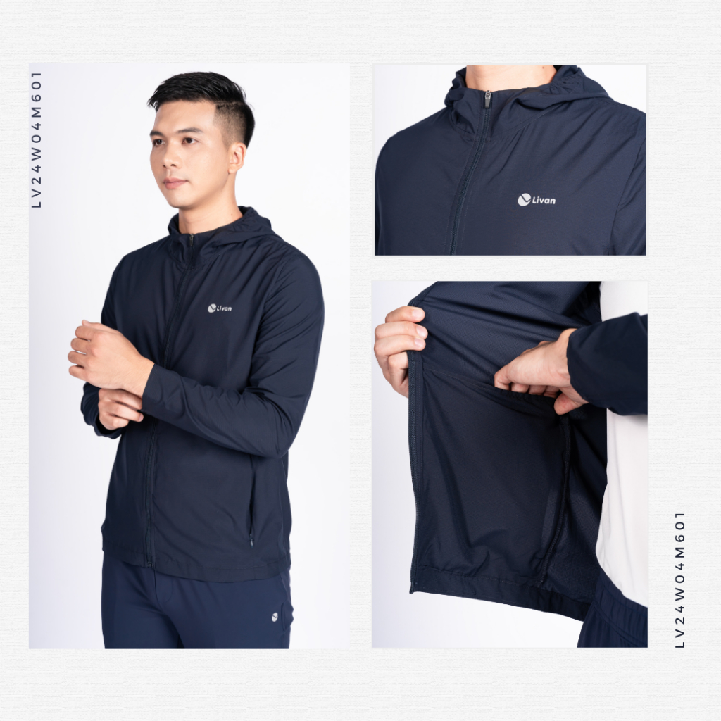 Ảnh Áo Khoác Gió Thể Thao Nam 1 Lớp Siêu Nhẹ Livan Sport LV24W04M601, Áo Khoác Gió Nhẹ Nam Thu Đông 4