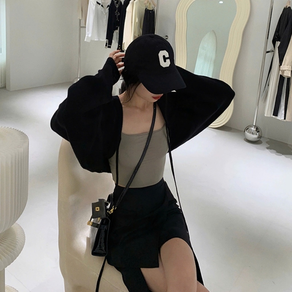 Áo Khoác Cardigan Croptop RANSHI Phối Dây Cột Nhẹ Nhàng Phong Cách Cá Tính Dễ Thương Chất Thun Gân Dày  - RA271