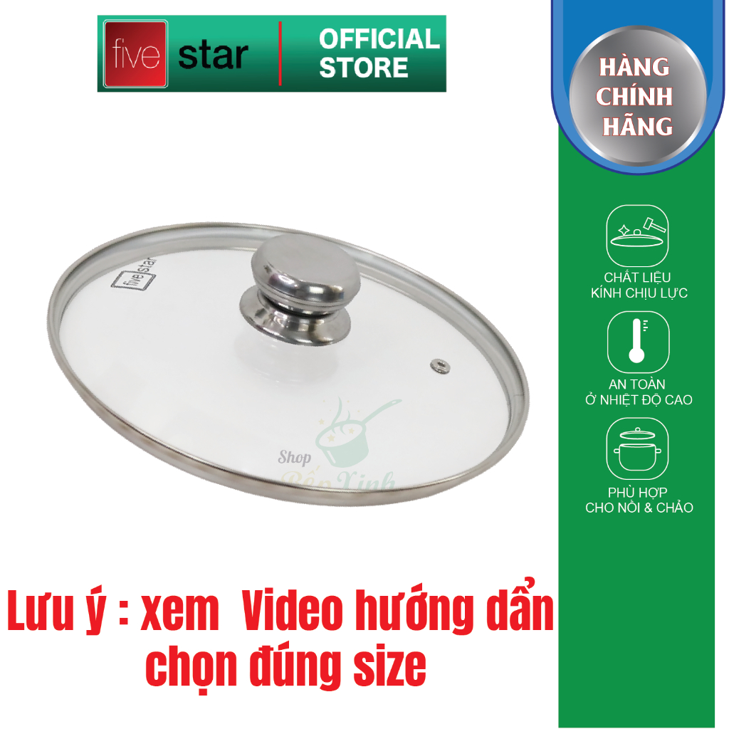 Ảnh Nắp kính cường lực cao cấp FIVESTAR dùng cho nồi và chảo 16cm/18cm/20cm/24cm/26cm/28cm/30cm/32cm - nắp đậy 1