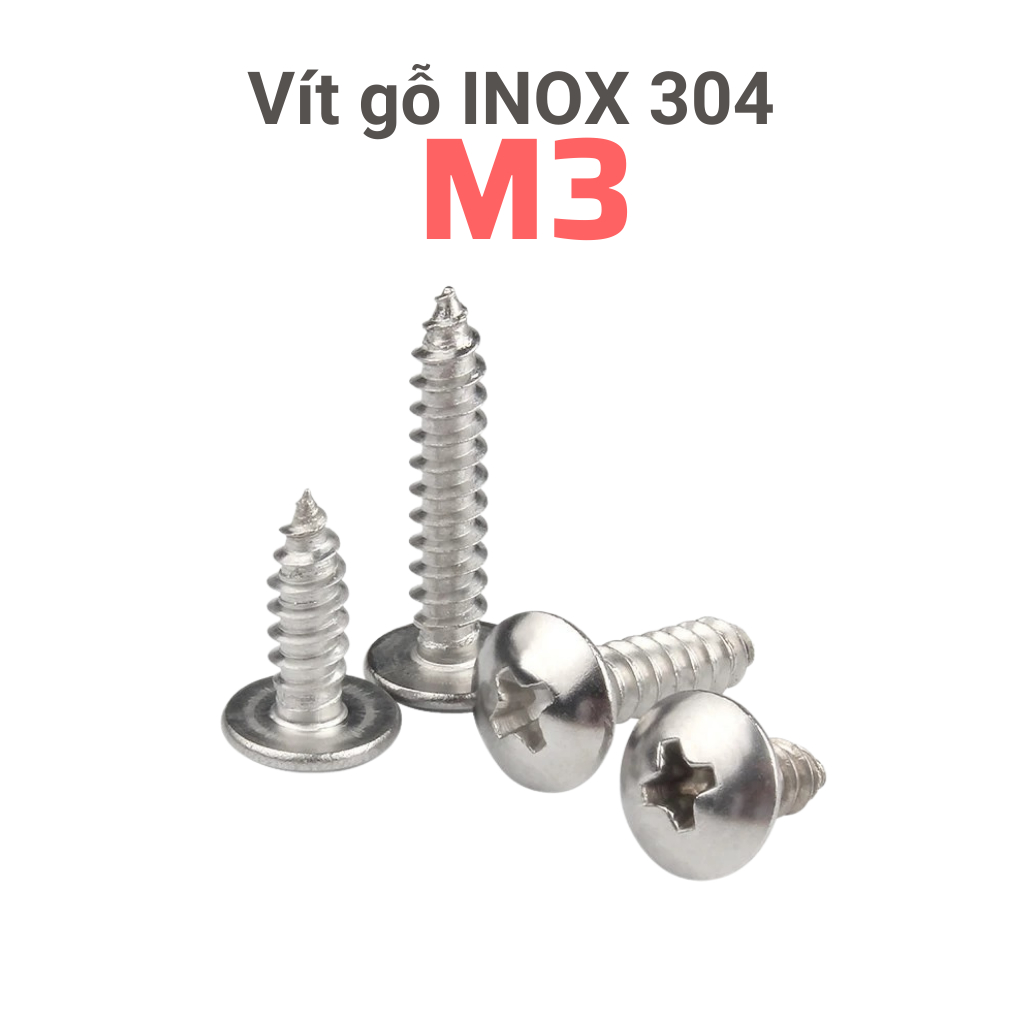 Vít gỗ inox 304 M3 đầu dù 4 cạnh tiêu chuẩn công nghiệp | Shopee Việt Nam