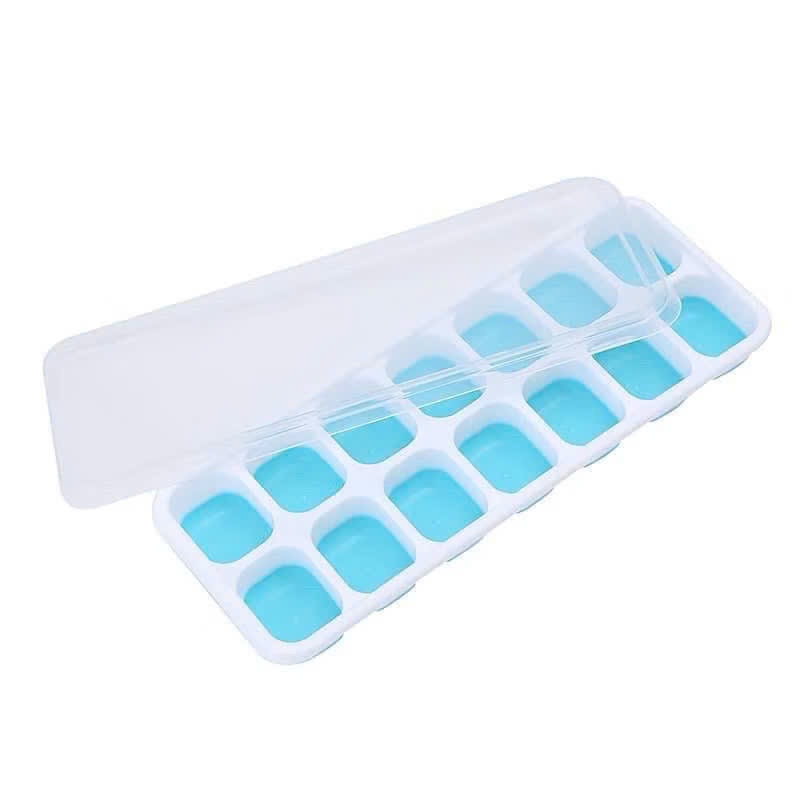 Khay làm đá chất liệu Silicon 14 viên có nắp đậy, Khuôn làm kem làm thạch hoa quả tiện lợi bền bỉ,  KHAY LÀM ĐÁ: KHAYDA