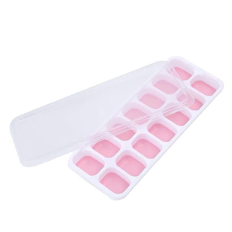 Khay làm đá chất liệu Silicon 14 viên có nắp đậy, Khuôn làm kem làm thạch hoa quả tiện lợi bền bỉ,  KHAY LÀM ĐÁ: KHAYDA