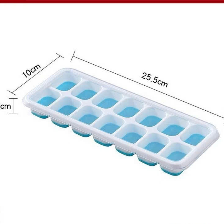 Khay làm đá chất liệu Silicon 14 viên có nắp đậy, Khuôn làm kem làm thạch hoa quả tiện lợi bền bỉ,  KHAY LÀM ĐÁ: KHAYDA