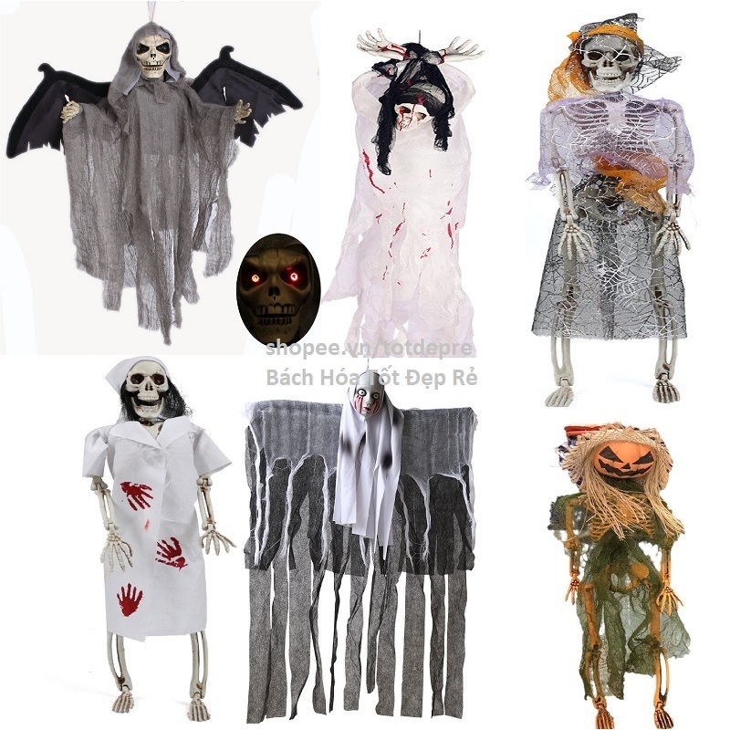 Ma halloween - mô hình con ma trang trí halloween - Ma cảm ứng đèn nhạc