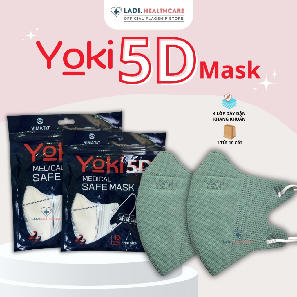 [SET 50Cái] Khẩu trang 5D Mask Yoki 2.5PM kháng khuẩn 4 Lớp Dày hàng chính hãng công ty