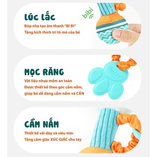 Lục lạc vải sắc màu cầm tay, treo nôi cho bé, chuông tay kích thích giác quan