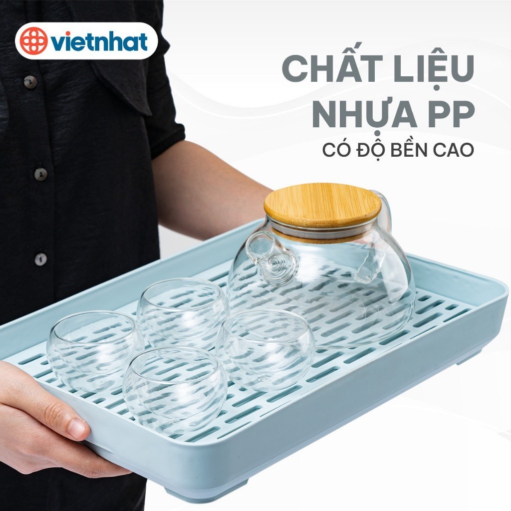 Khay úp cốc ly - Khay trà 2 lớp hình chữ nhật Chính Hãng Việt Nhật (mã 5682)