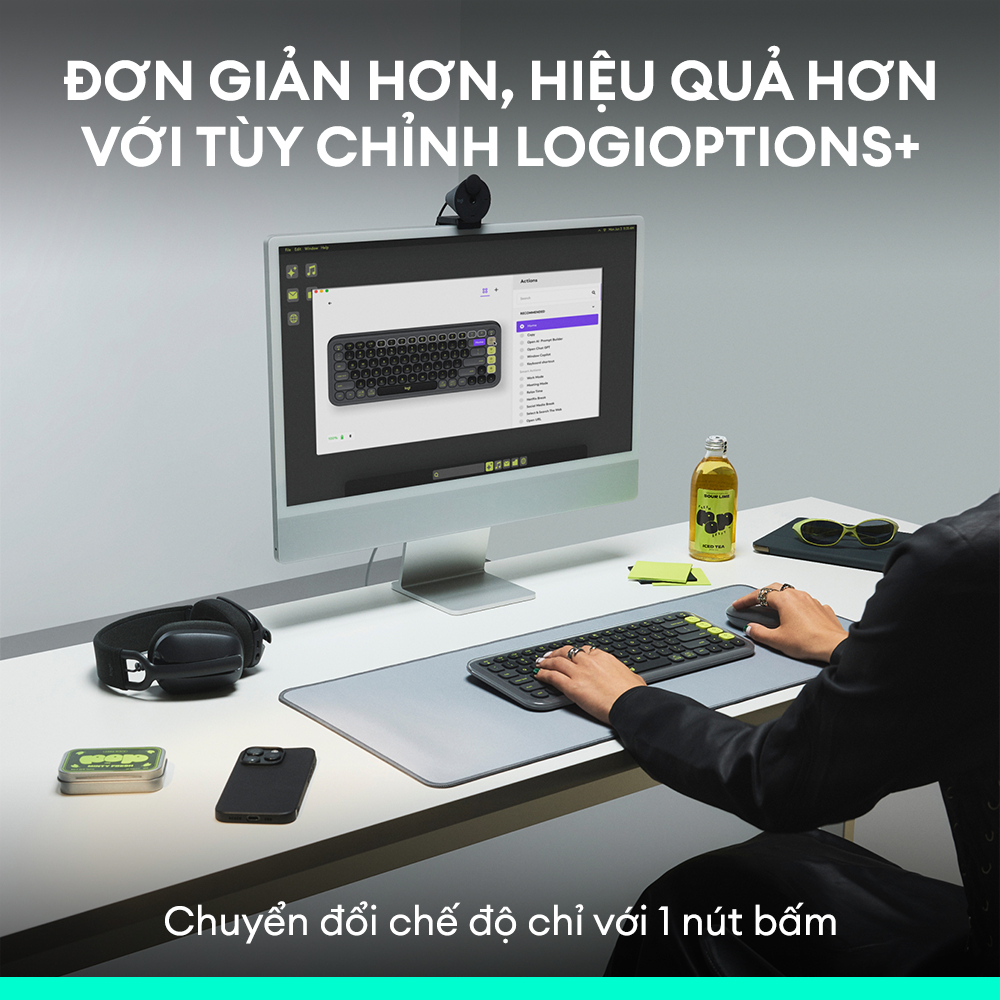 Combo Chuột & Bàn Phím Bluetooth Logitech POP ICON COMBO - Gõ yên tĩnh, phím lập trình, Easy-Switch | BigBuy360 - bigbuy360.vn