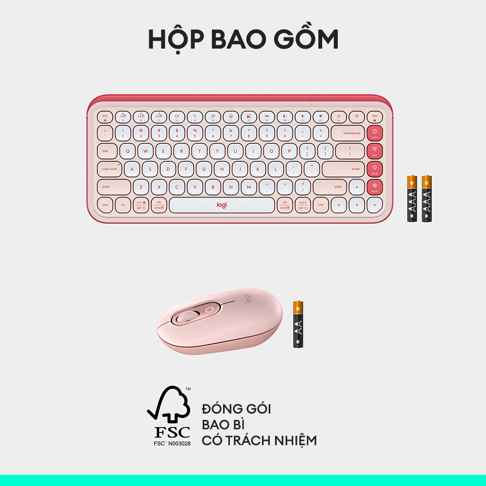 Combo Chuột & Bàn Phím Bluetooth Logitech POP ICON COMBO - Gõ yên tĩnh, phím lập trình, Easy-Switch | BigBuy360 - bigbuy360.vn