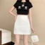 Chân Váy Công Sở Nữ Thiết Kế Lưng Cao Chữ A Ngắn Trắng Đen Ulzzang Cạp Cao Vintage Ôm Body CV002
