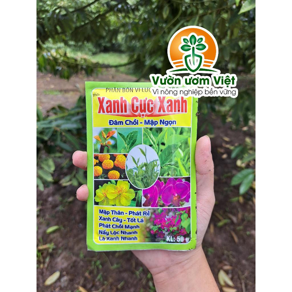 Phân bón lá XANH CỰC XANH nuôi dưỡng bộ lá khỏe mạnh, xanh mướt dày, hạn chế sâu bệnh - 50gr