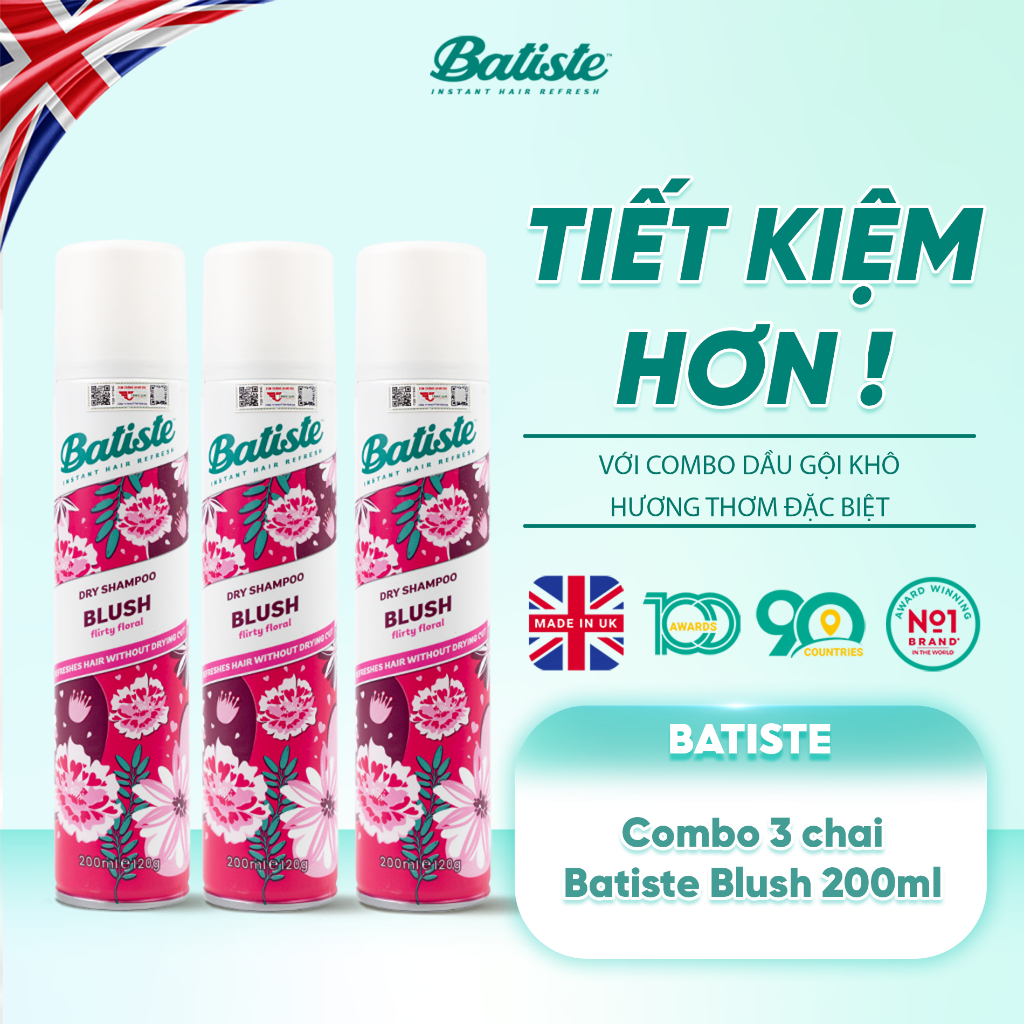 Ảnh Combo 3 Dầu Gội Khô Batiste Blush 200ml Bồng Bềnh Mềm Mượt Tức Khắc 1