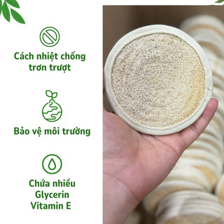 Lót Ly, Cốc Bằng Xơ Mướp Tự Nhiên KB Ecolife (có viền)độc đáo, cách nhiệt hoàn hảo với bàn mặt kính