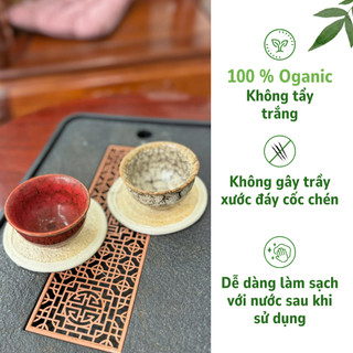 Lót Ly, Cốc Bằng Xơ Mướp Tự Nhiên KB Ecolife (có viền)độc đáo, cách nhiệt hoàn hảo với bàn mặt kính