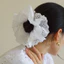 Dây cột tóc ren trắng phồng to scrunchies cỡ lớn sang trọng dễ thương