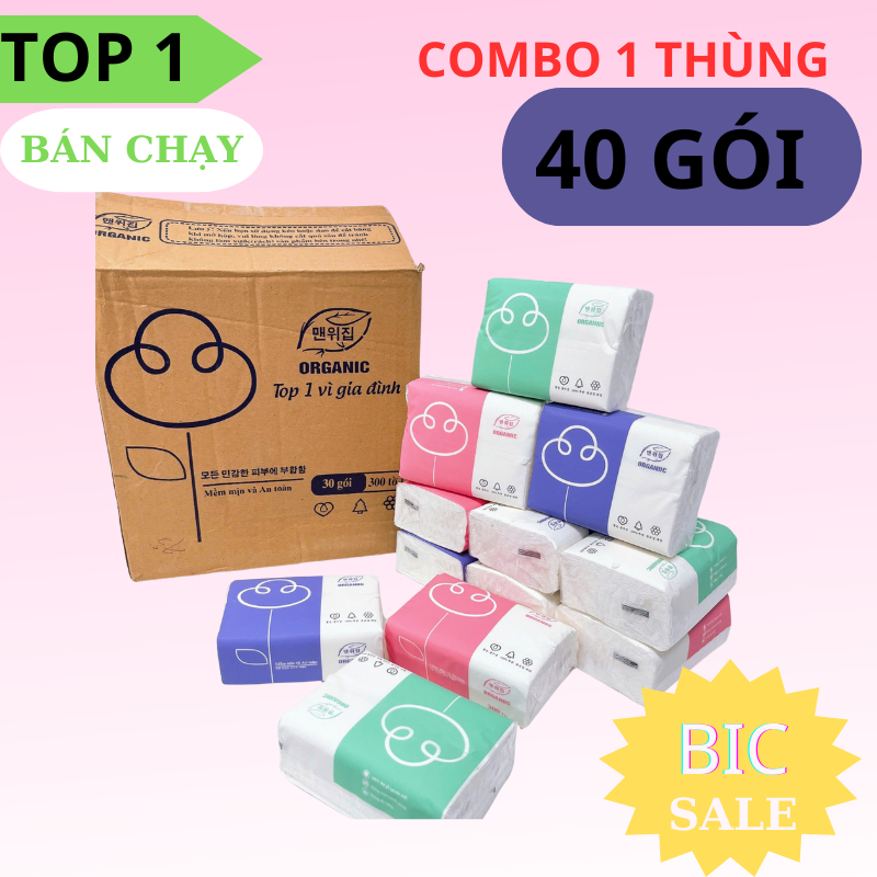 Giấy ăn rút organic, giấy ăn rút gấu trúc, COMBO 30 gói 3 màu cao cấp ...