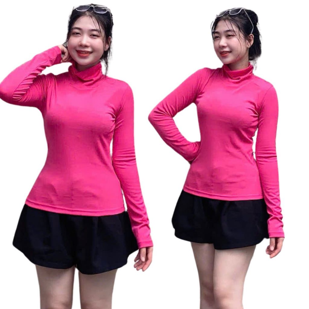 Áo Thun Nữ Tay Dài  Bigsize ESHOP Áo Dài Tay Nữ Cổ Lọ Trơn Đẹp Mặc Mùa Đông Xinh Dễ Thương MS5002