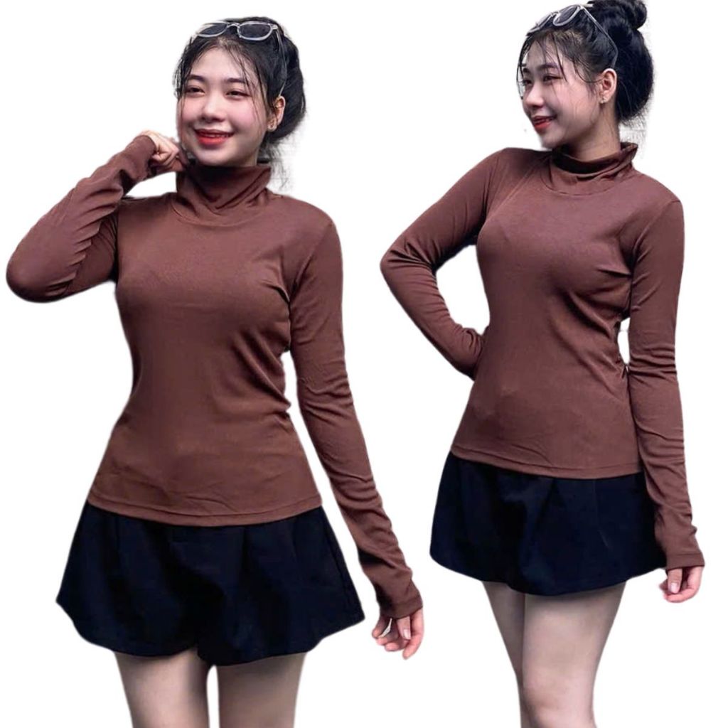 Áo Thun Nữ Tay Dài  Bigsize ESHOP Áo Dài Tay Nữ Cổ Lọ Trơn Đẹp Mặc Mùa Đông Xinh Dễ Thương MS5002