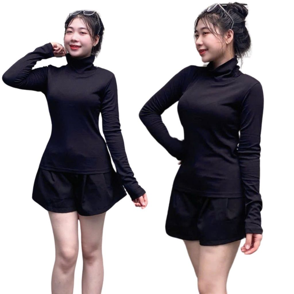 Áo Thun Nữ Tay Dài  Bigsize ESHOP Áo Dài Tay Nữ Cổ Lọ Trơn Đẹp Mặc Mùa Đông Xinh Dễ Thương MS5002