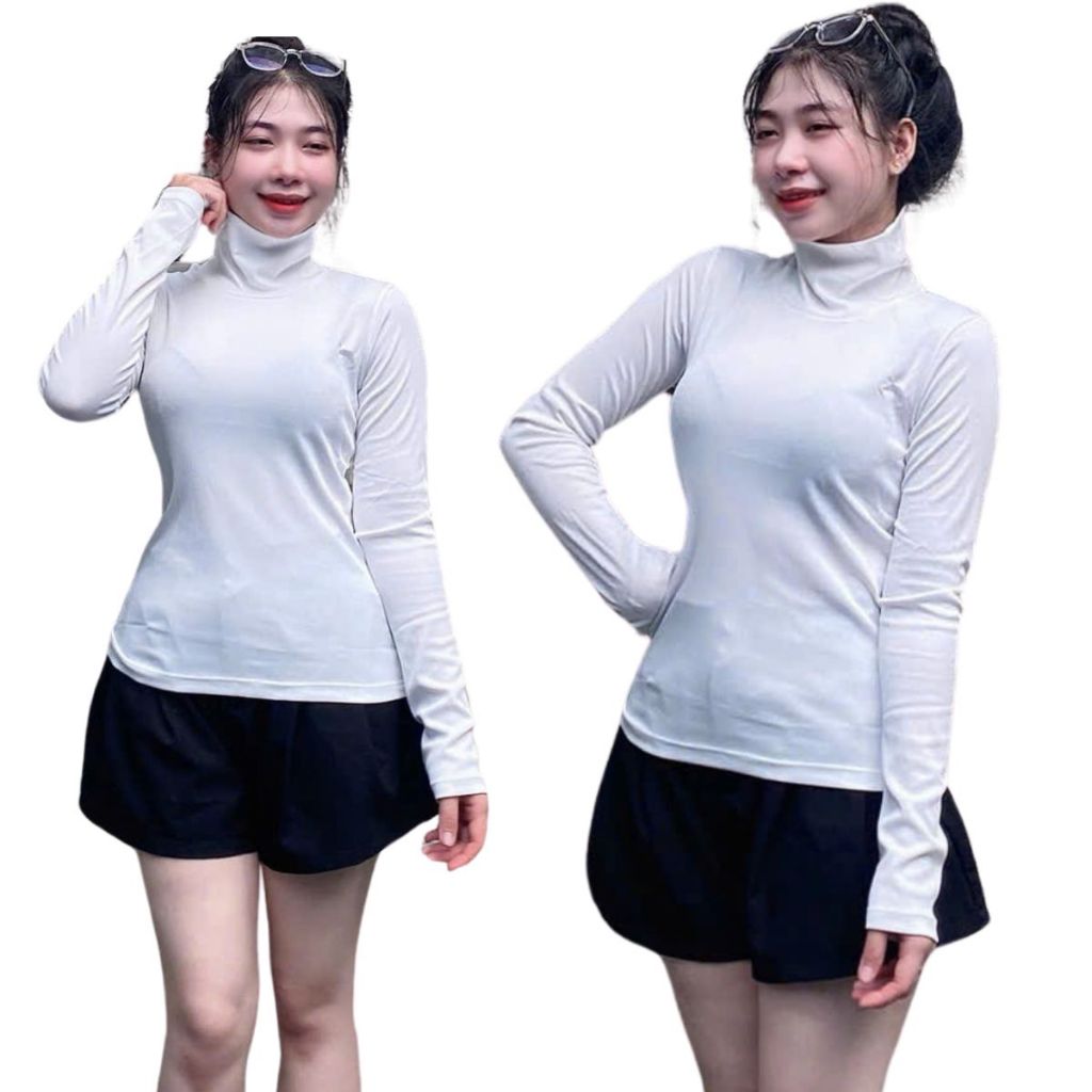 Áo Thun Nữ Tay Dài  Bigsize ESHOP Áo Dài Tay Nữ Cổ Lọ Trơn Đẹp Mặc Mùa Đông Xinh Dễ Thương MS5002