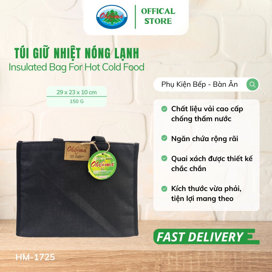 Ảnh Túi Giữ Nhiệt Nóng Lạnh Ohiama Insulated Bag For Hot Cold Food HM-1725 (Giao Màu Ngẫu Nhiên) 1