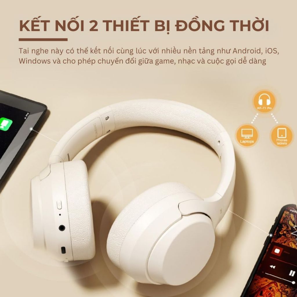 Tai nghe bluetooth iKF-T1 Pro, Âm bass mạnh mẽ, pin trâu 100Hkết nối 2 thiết bị - Bảo hành 12 tháng | BigBuy360 - bigbuy360.vn