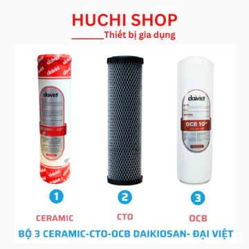 [Chính Hãng] Combo lõi lọc nước Ceramic - CTO - OCB Đại Việt dùng cho máy lọc nước Daikiosan, Makano