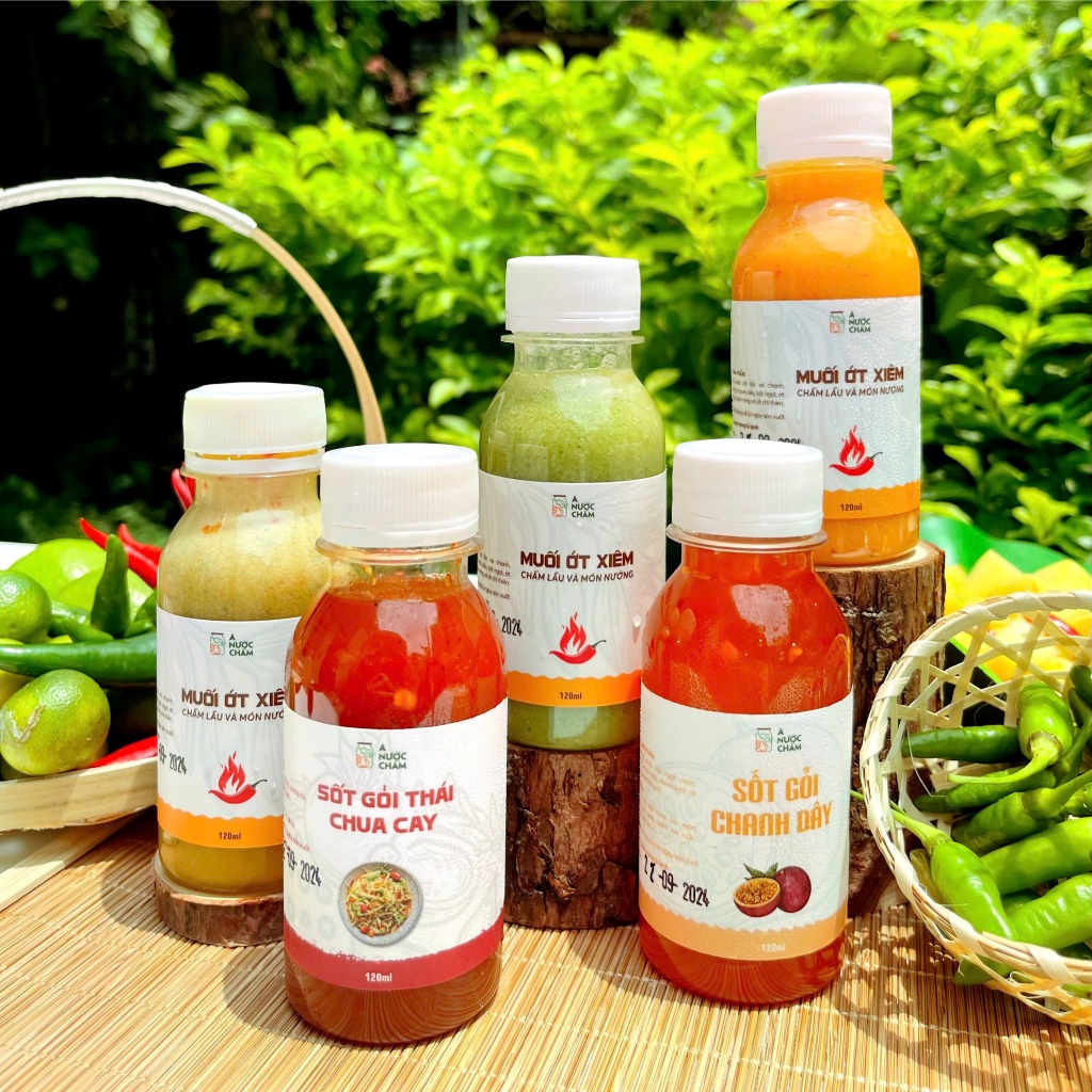 Combo 5 Chai sốt chấm và sốt trộn gỏi nhỏ tiện lợi A Nước Chấm