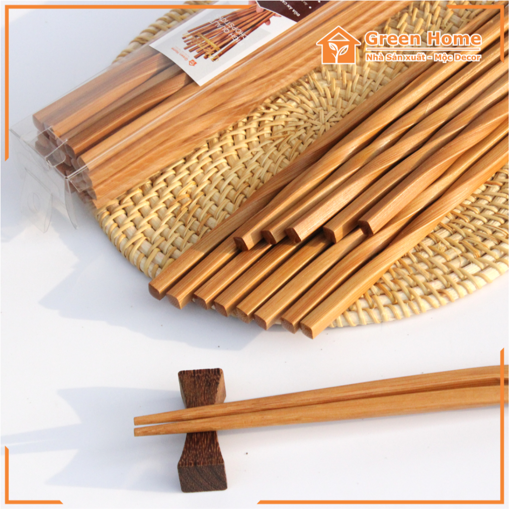 Đũa Tre Thiết Kế Xoắn Cao Cấp - Không Sử Dụng Hóa Chất - Sử Dụng Cho Gia Đình, Khách Sạn, Nhà Hàng