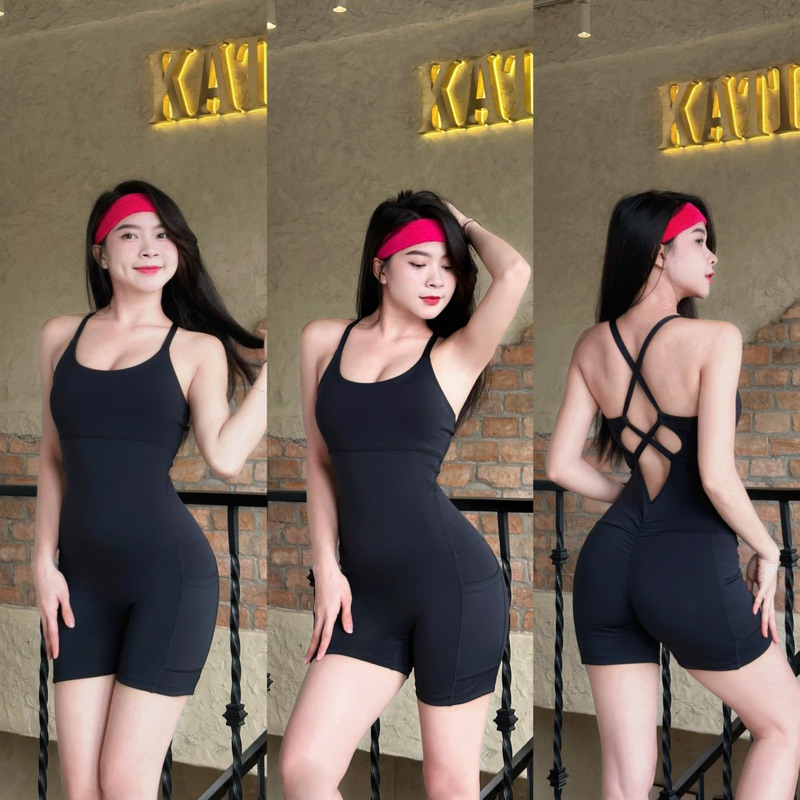 Bộ đồ jumpsuit tập gym,yoga,jumba có mút