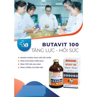 Thuốc thú y Butavit 100 Vb Pharma kích thích thèm ăn, tăng lực hồi sức cho chó mèo gà đá gia súc gc