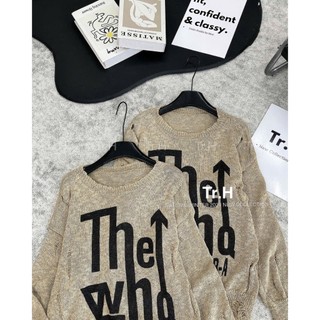 Áo Len Dài Tay The Who Rách Cổ Tròn Vintage Cá Tính Trẻ Trung QCCC Cao Cấp Freesize