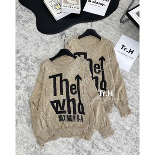Áo Len Dài Tay The Who Rách Cổ Tròn Vintage Cá Tính Trẻ Trung QCCC Cao Cấp Freesize