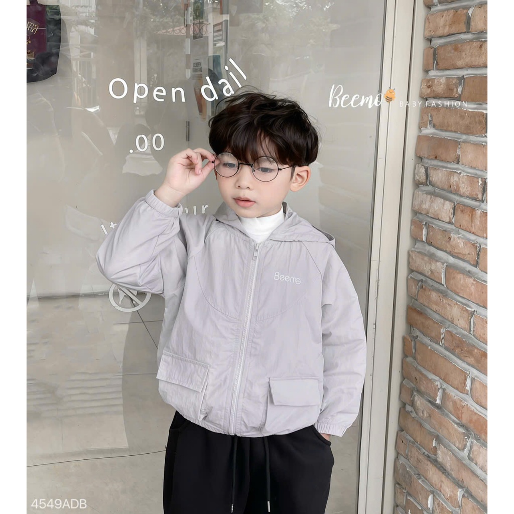 Áo khoác gió phối túi hộp cá tính cho bé trai, áo khoác gió lót lưới hàng đẹp cho bé