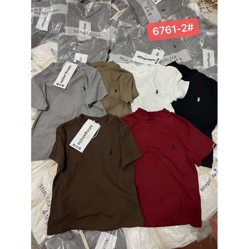 Áo Thun Thêu Hình Ngựa cổ cao 3 phân chất zip