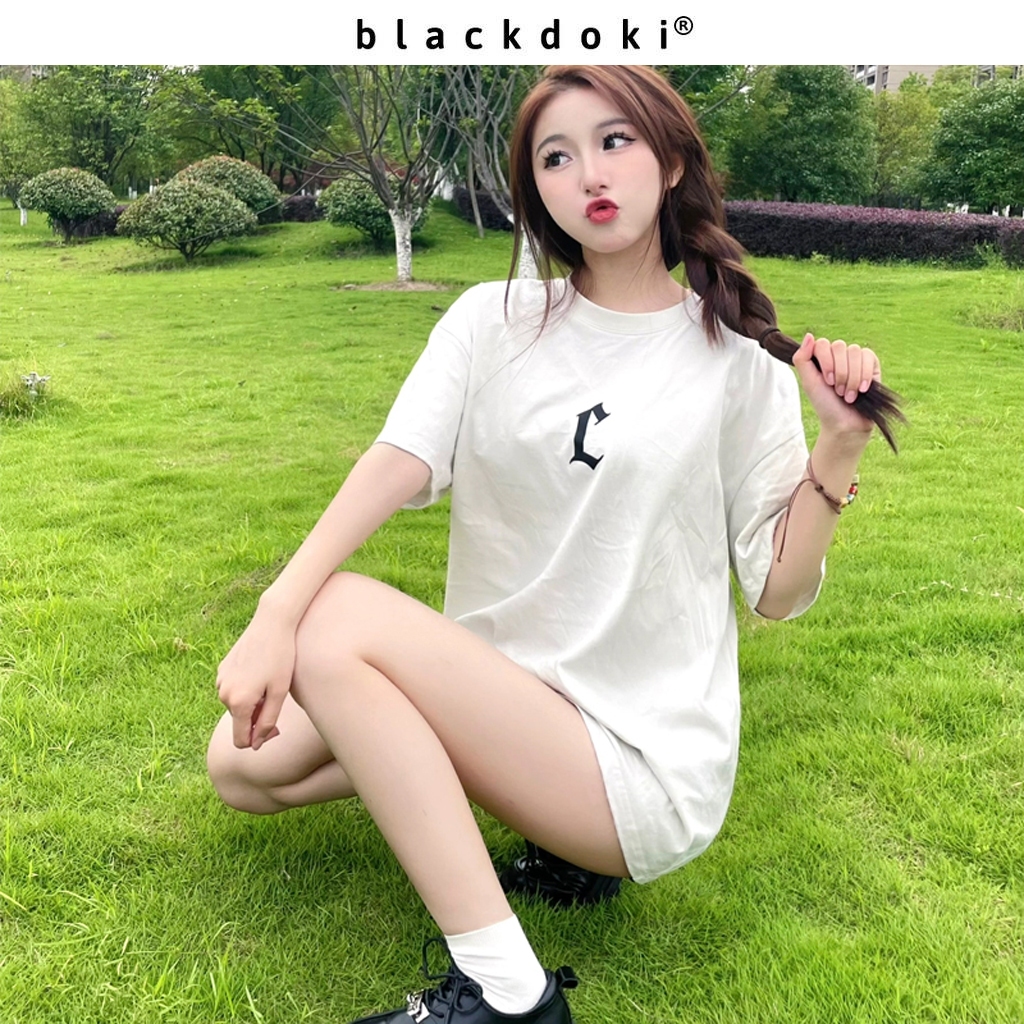 BLACKDOKI Áo thun basic L LOGO VER1 unisex ,áo phông hiện đại cotton dày dặn oversize nam nữ