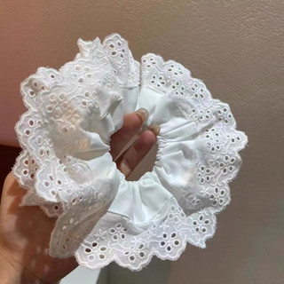 ( HOẢ TỐC HN ) Dây cột tóc ren trắng phồng to scrunchies cỡ lớn sang trọng dễ thương