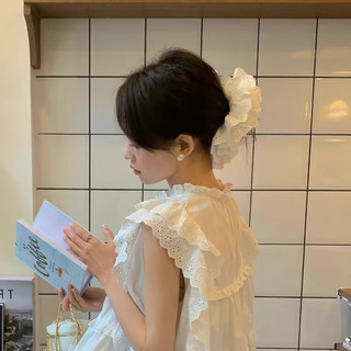 ( HOẢ TỐC HN ) Dây cột tóc ren trắng phồng to scrunchies cỡ lớn sang trọng dễ thương