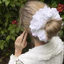 Dây cột tóc ren trắng phồng to scrunchies cỡ lớn sang trọng dễ thương