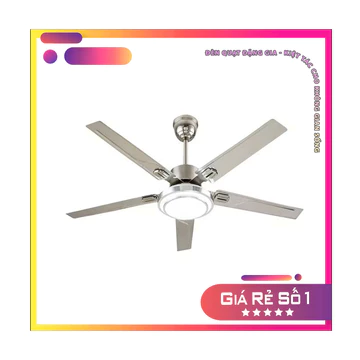 Quạt trần 5 cánh inox,quạt trần đèn led động cơ DC điều khiển từ xa 6 cấp độ gió xoay đảo chiều hút ẩm cực tiện lợi