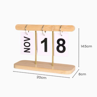Lịch gỗ để bàn 2024 2025, lịch lật số mini trang trí phong cách tối giản