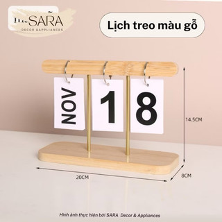 Lịch gỗ để bàn 2024 2025, lịch lật số mini trang trí phong cách tối giản